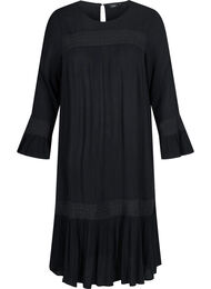 Viscose jurk met kanten details, Black