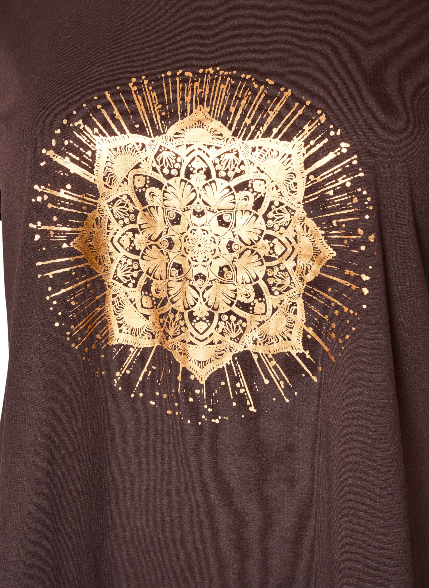 ZizziT-shirt met decoratieve print aan de voorkant, Bruin, Packshot image number 2