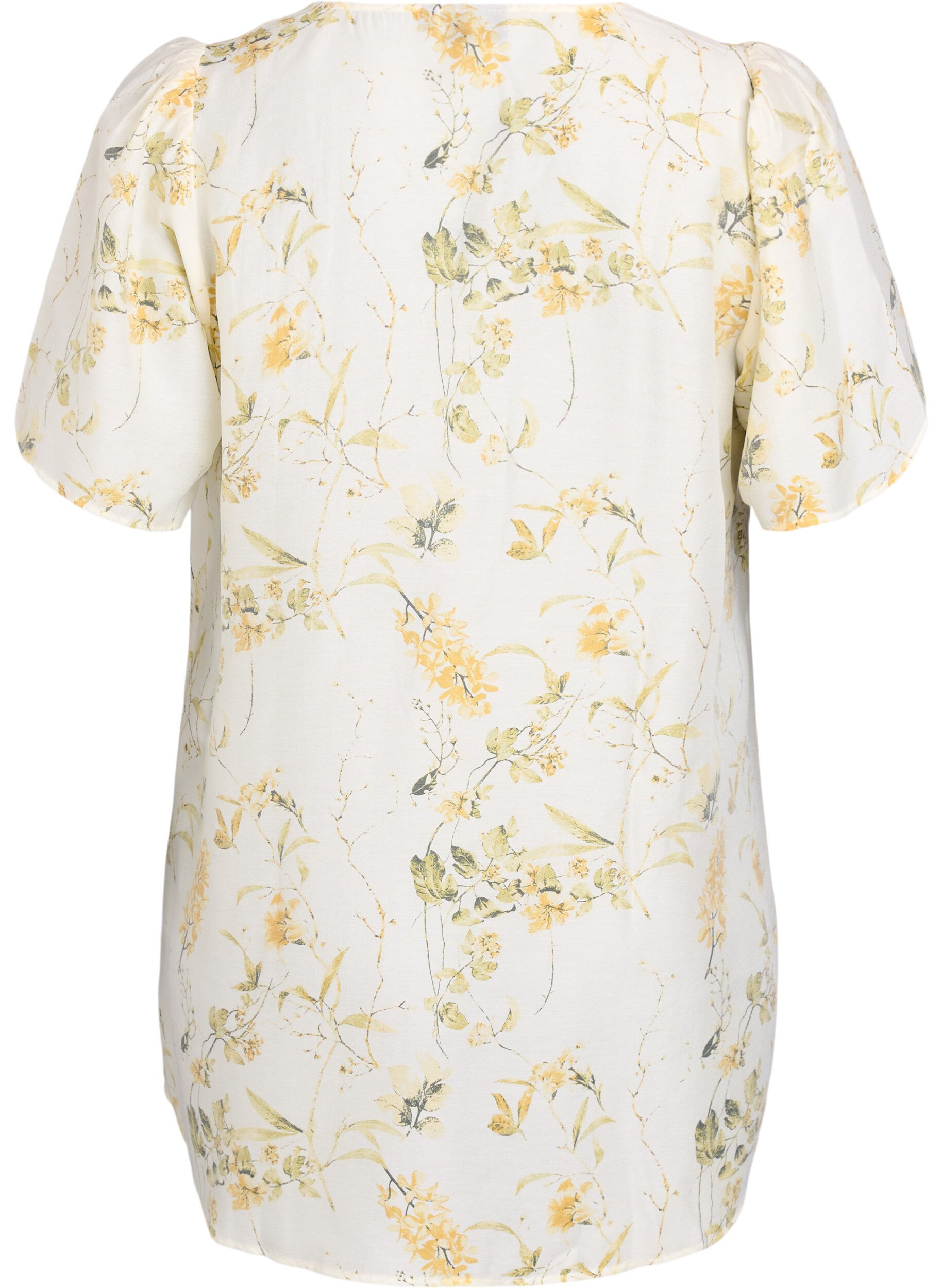 Zizzi A-model tuniek met korte mouwen, Geel, Packshot image number 1