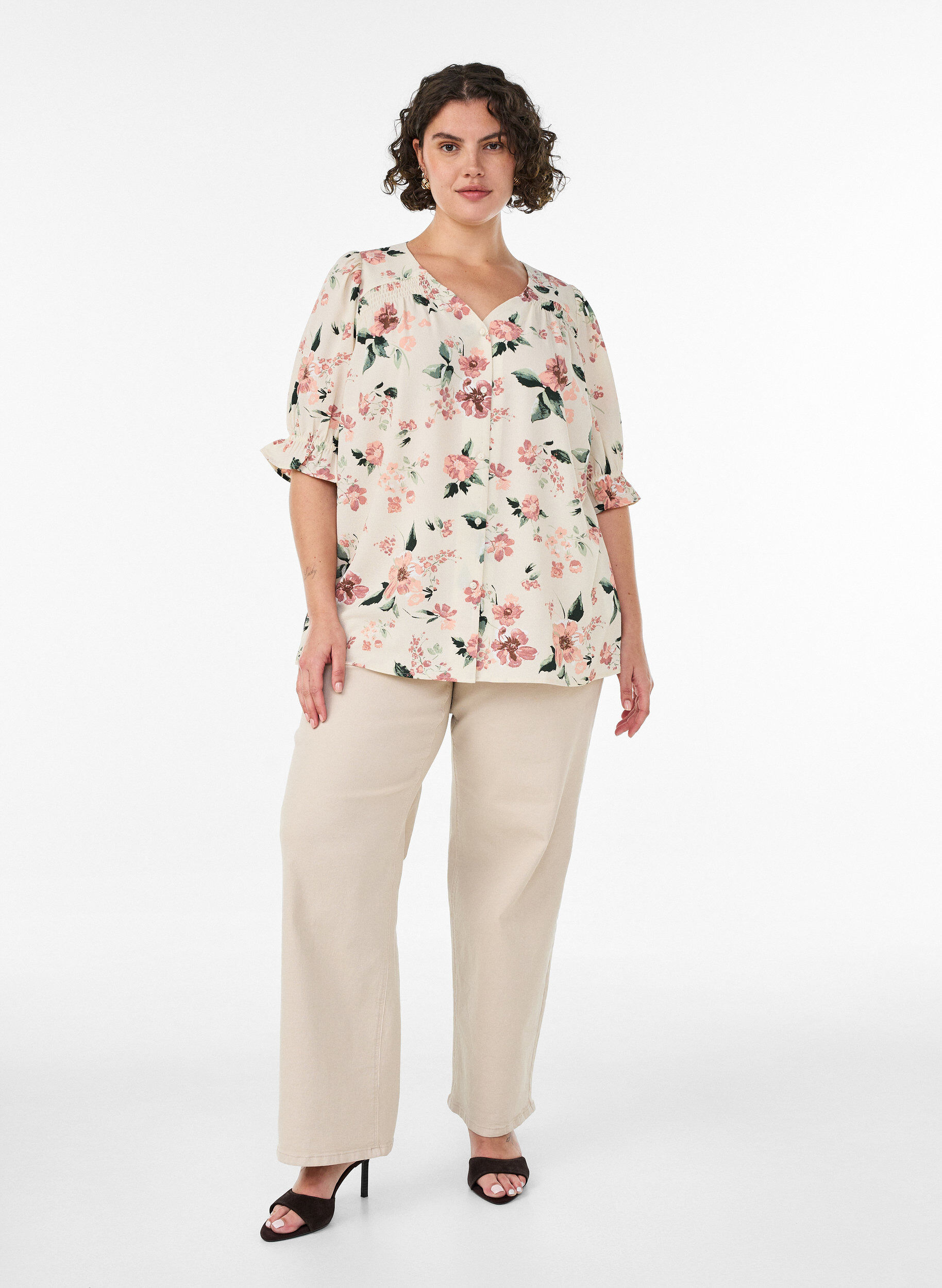 ZizziShirtblouse met 1/2 mouwen, Rood, Model image number 1