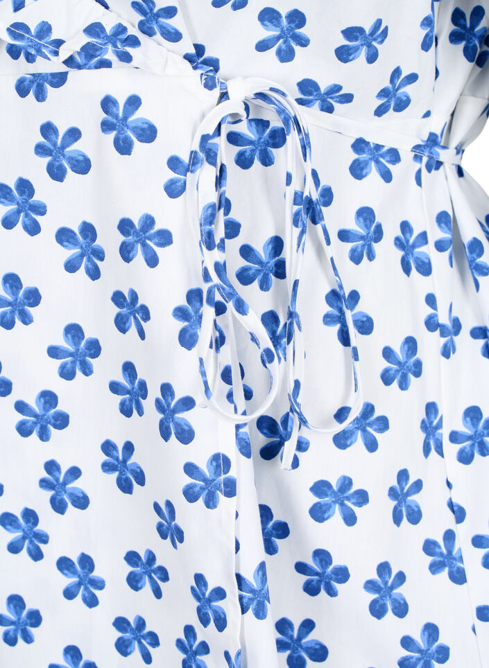 Katoenen wikkelblouse met bloemenprint, B.White/Small Flower, Packshot image number 3