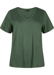Basic t-shirt met korte mouwen en v-hals, Groen