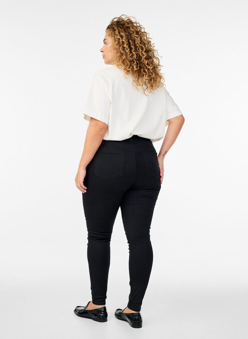 Super slim Amy jeans met hoge taille, Zwart, Model image number 1