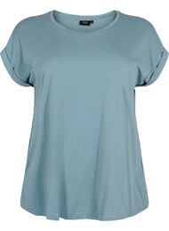 T-shirt met korte mouwen van katoenmix, Blauw