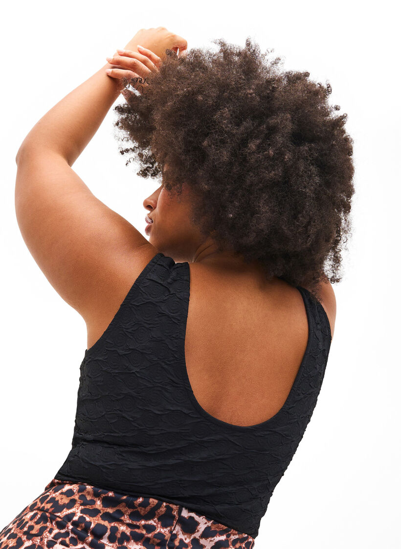 Mouwloze bodystocking met gestructureerde textuur, Black, Model image number 1