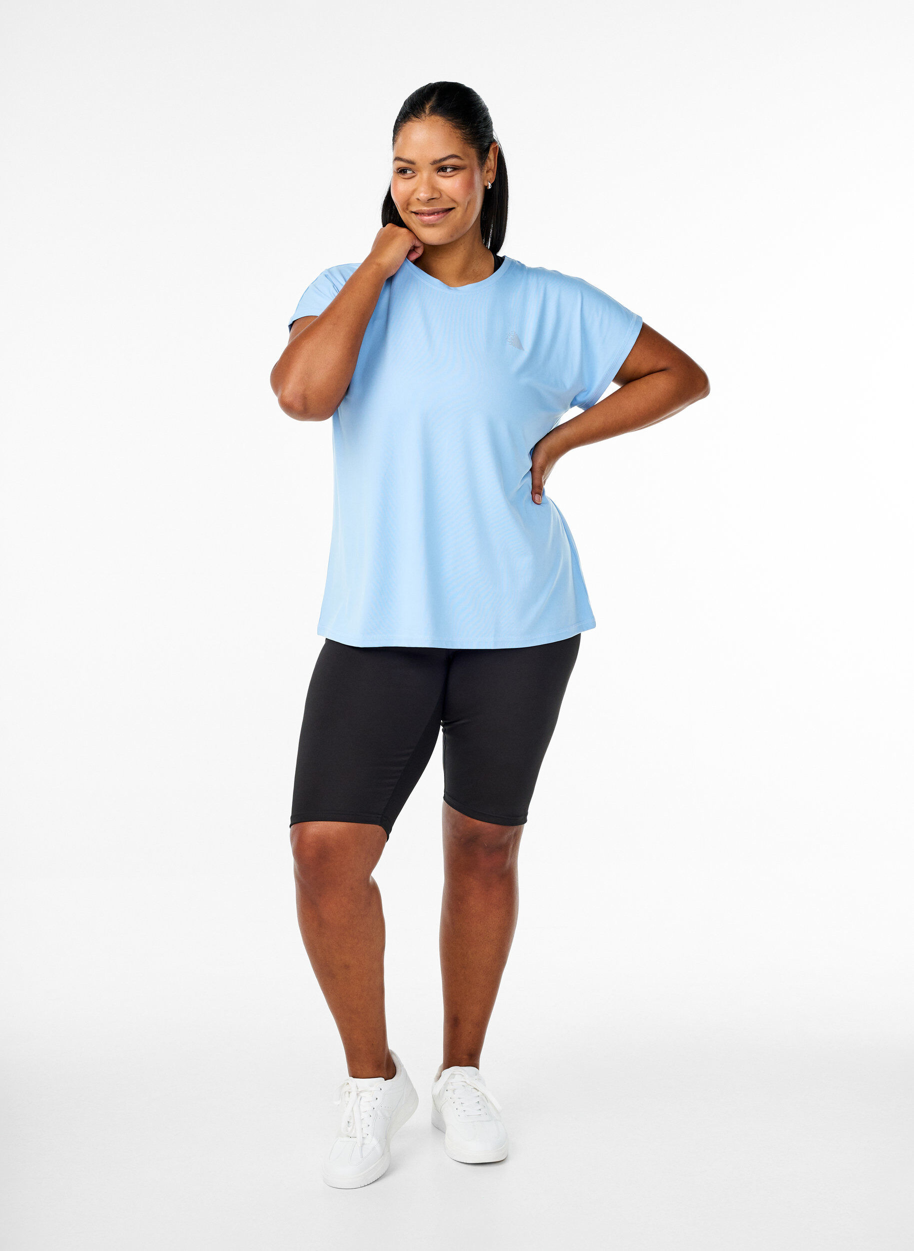 Zizzi Effen gekleurd T-shirt voor sporten, Blauw, Model image number 1