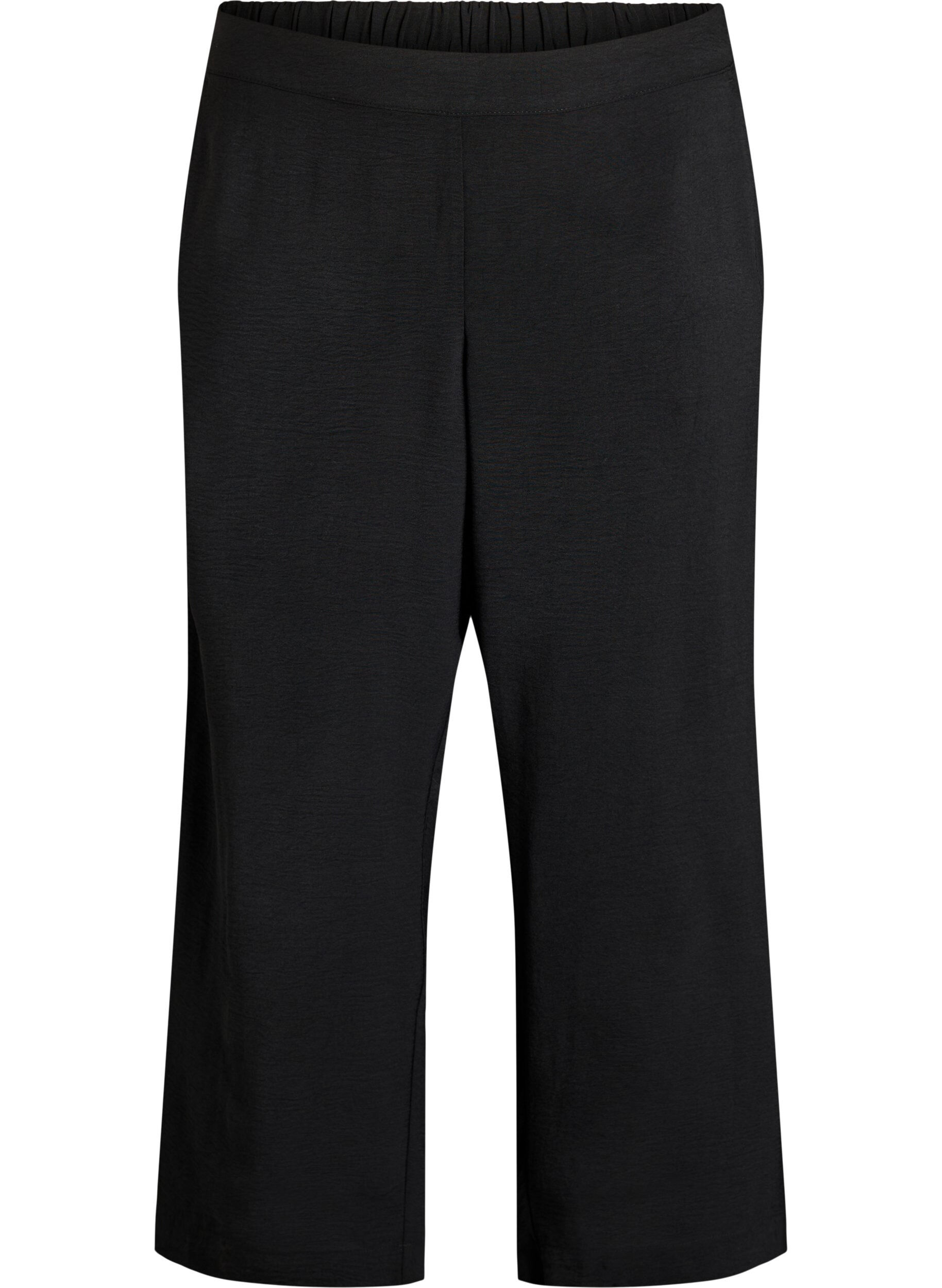 Zizzi High-waist culottes met een elastische achterkant, Zwart, Packshot image number 0
