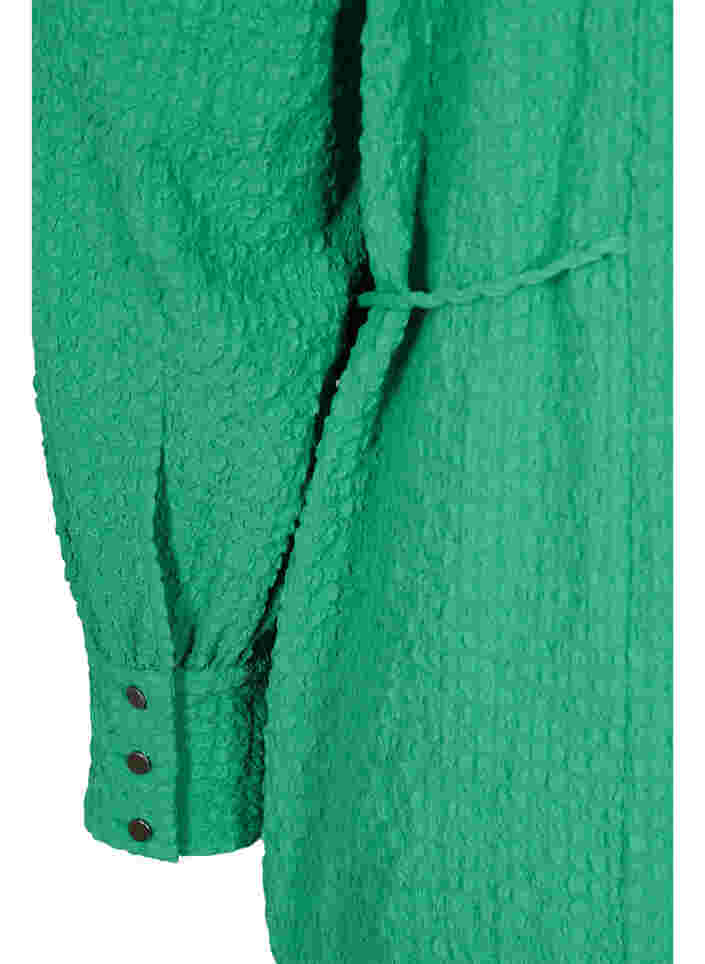 Jurk met lange mouwen, een v-hals en koordjes, Mint, Packshot image number 3