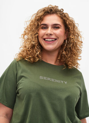 T-shirt van biologisch katoen met tekst, Thyme SERENITY, Model image number 2