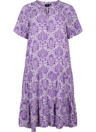 Viscose jurk met korte mouwen en print, D. Lavender Oriental