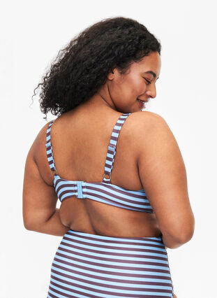 Bikini beugelbeha met print, BlueBrown Stripe AOP, Model image number 1