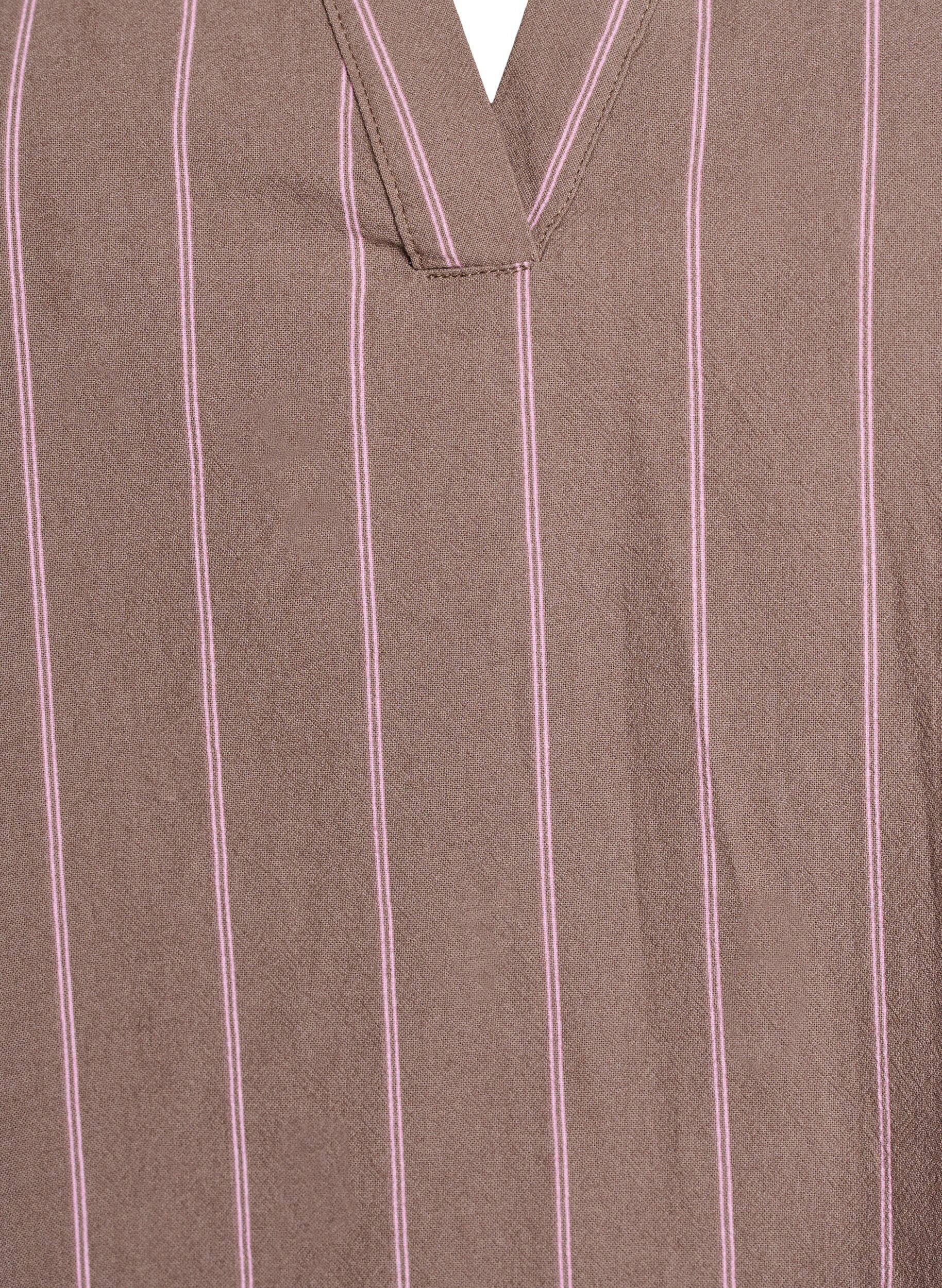 Zizzi Tunic met V-hals en ruchesdetails, Bruin, Packshot image number 2