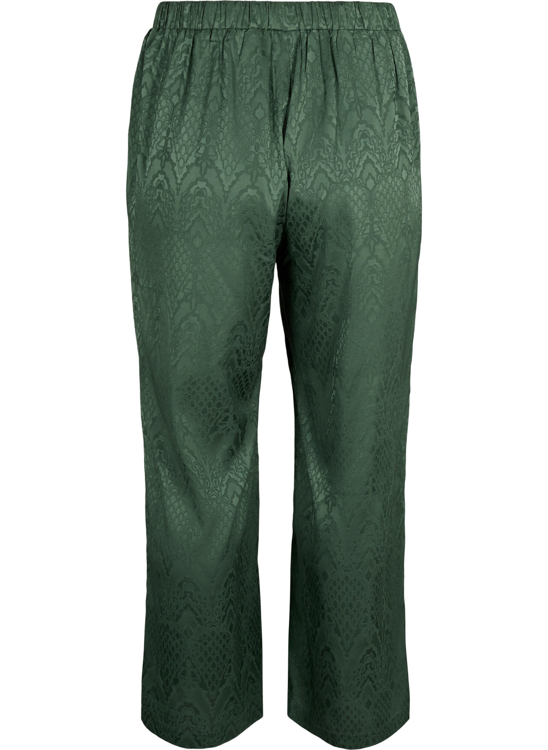 Zizzi Broek met structuurpatroon, Duck Green, Packshot image number 1