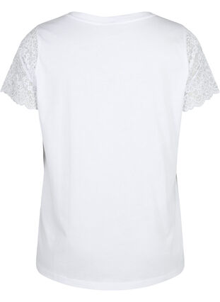 Katoenen t-shirt met korte kanten mouwen, Bright White, Packshot image number 1