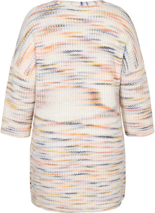 Gemêleerd gebreid vest met cropped mouwen, Multi Color, Packshot image number 1