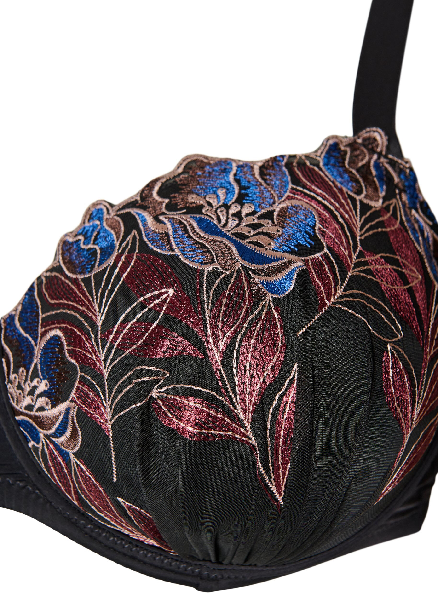 ZizziVoorgevormde beha met bloemenborduursel, Zwart, Packshot image number 2