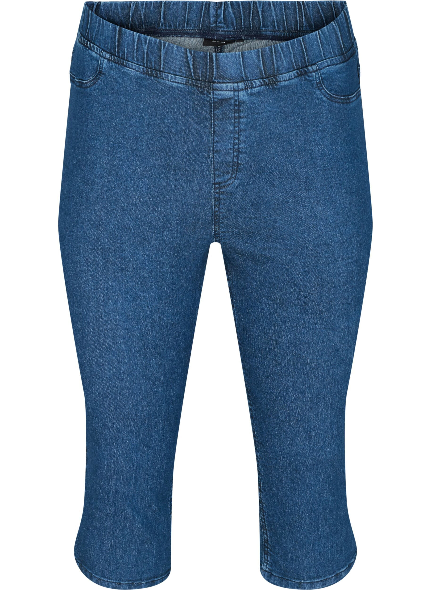 Zizzi Driekwart broek in katoenmix, Dark blue denim, Packshot image number 0