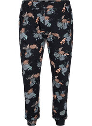Katoenen pyjama broek met bloemenprint, Black Flower AOP