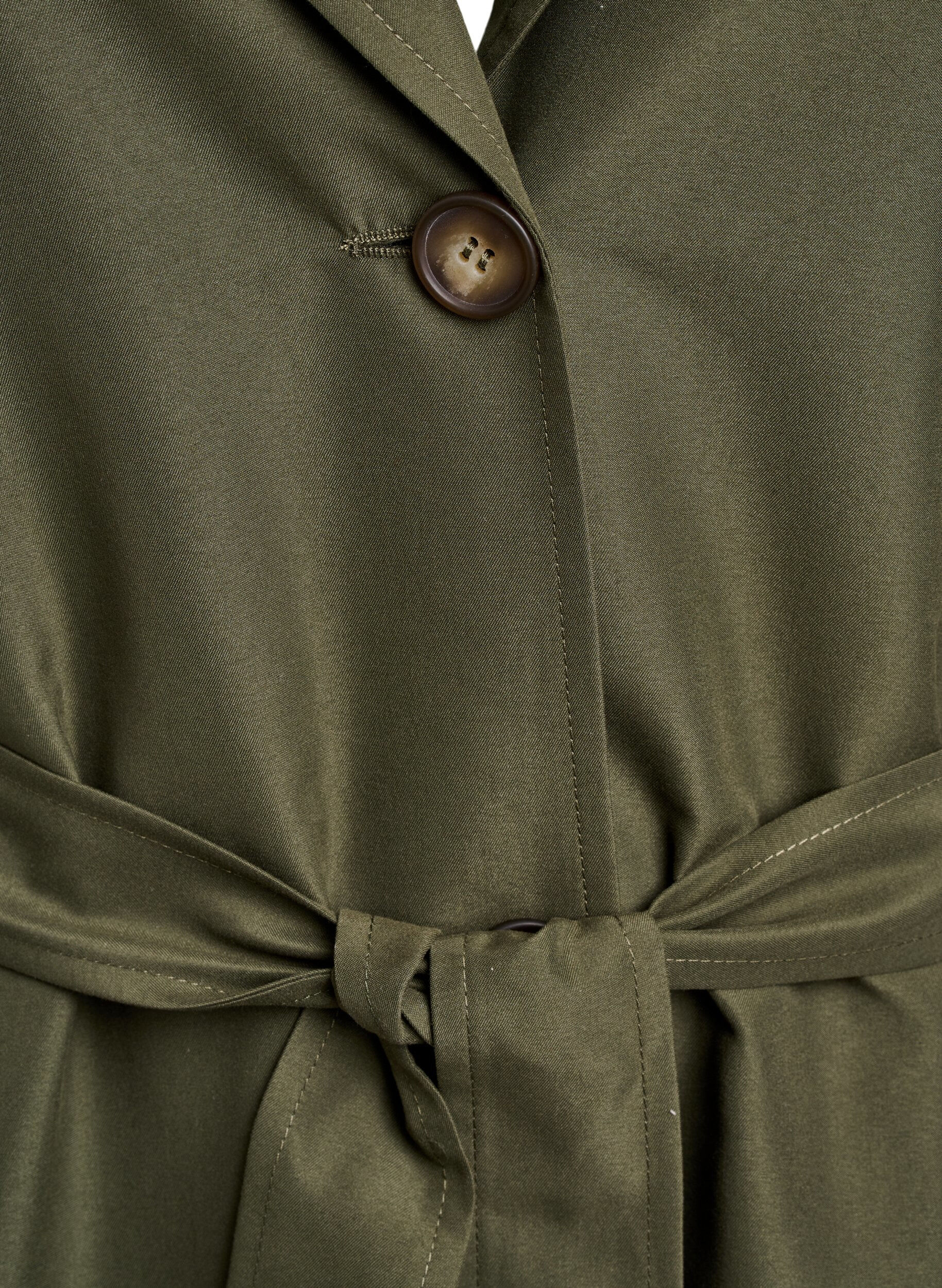 Zizzi Lange trenchcoat met borduursels, Groen, Packshot image number 2