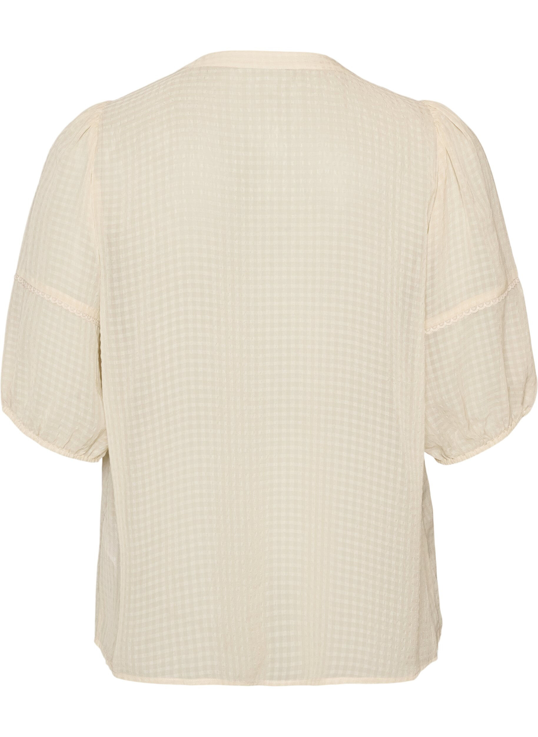 ZizziBlouse in seersucker met strikkoord, Beige, Packshot image number 1