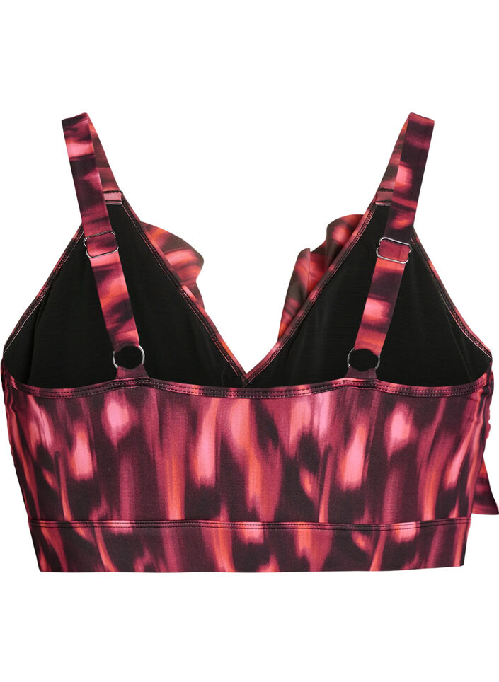 Bikinitop met print en ruchesdetails, Roze, Packshot image number 1