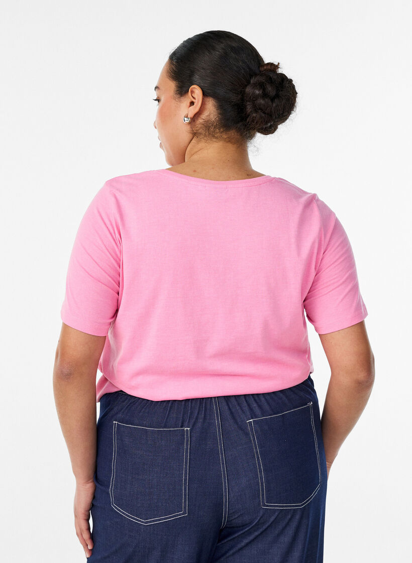 T-shirt met motief, Roze, Model image number 2