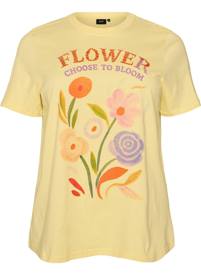Katoenen T-shirt met print, Geel, Packshot image number 0