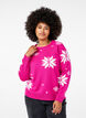 Gebreide trui met sneeuwvlokken, Roze, Model image number 0