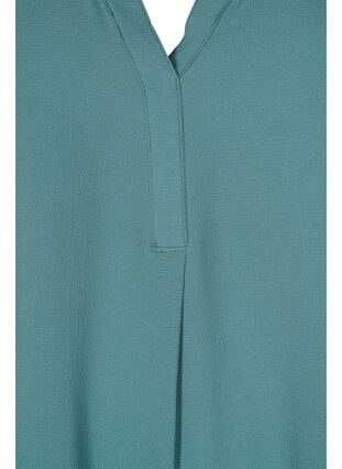 Blouse met korte mouwen en v-hals, Mallard Green, Packshot image number 2