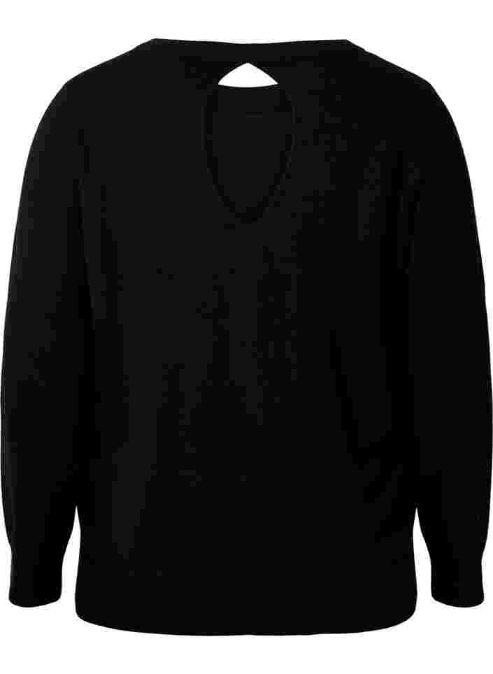 Gebreide trui van viscose met rugdetail, Black, Packshot image number 1