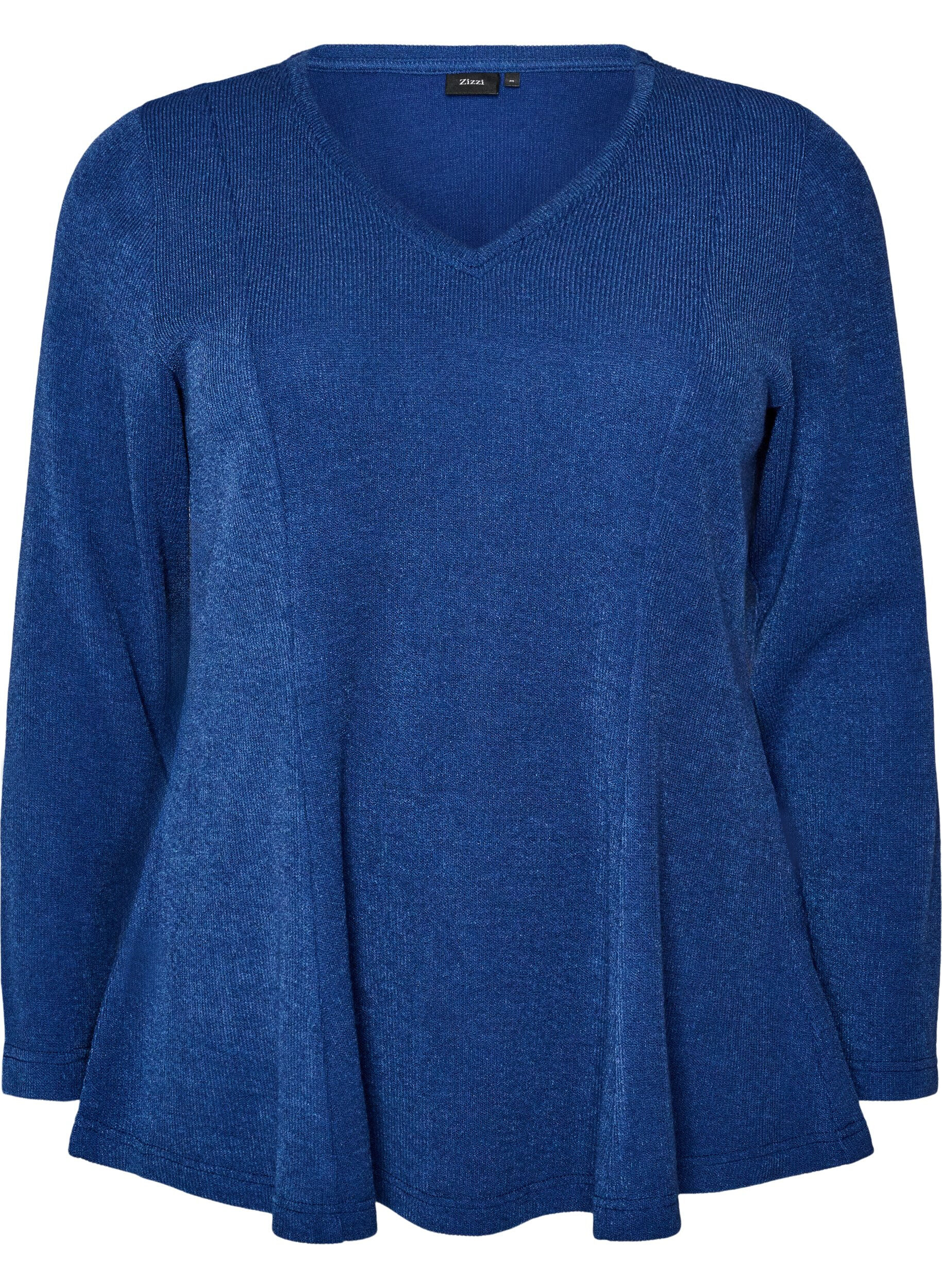 ZizziJersey blouse met een geribde textuur en een A-lijn pasvorm, Blauw, Packshot image number 0