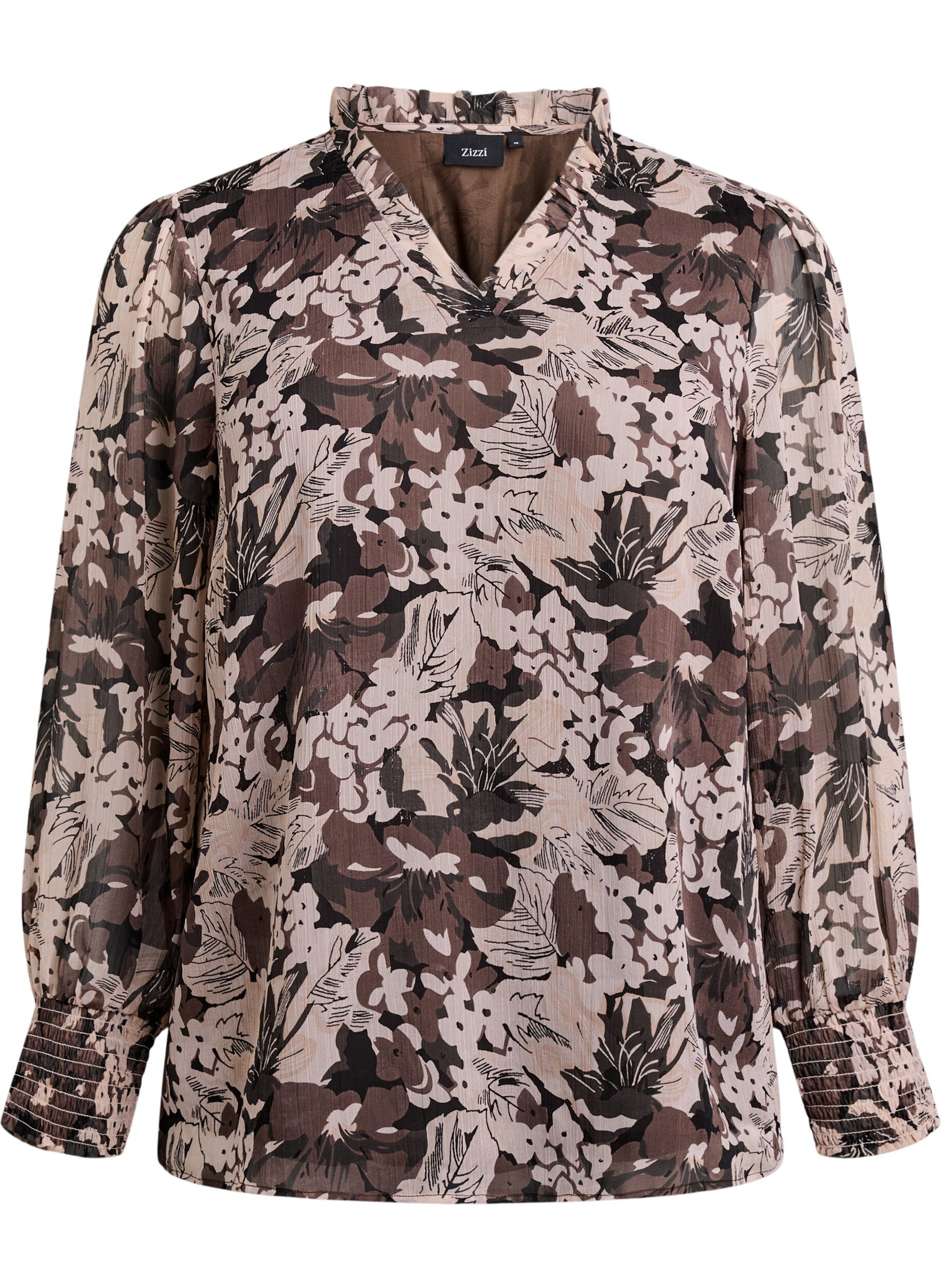 Zizzi Blouse met bloemenprint, Zwart, Packshot image number 0