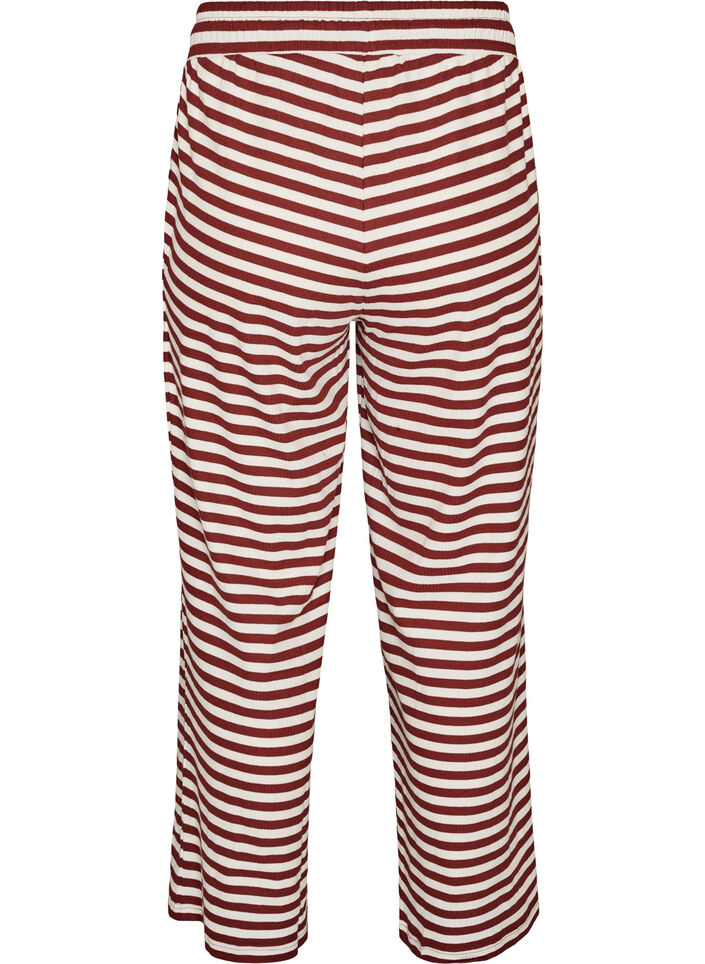 Gestreepte pyjamabroek met een high waist en wijde pijpen, Rood, Packshot image number 1
