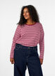 Gestreepte blouse met lange mouwen, Roze, Model image number 0