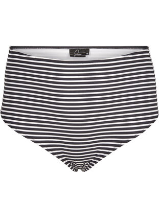 Gestreept bikini broekje met hoge taille, Navy Striped, Packshot image number 0