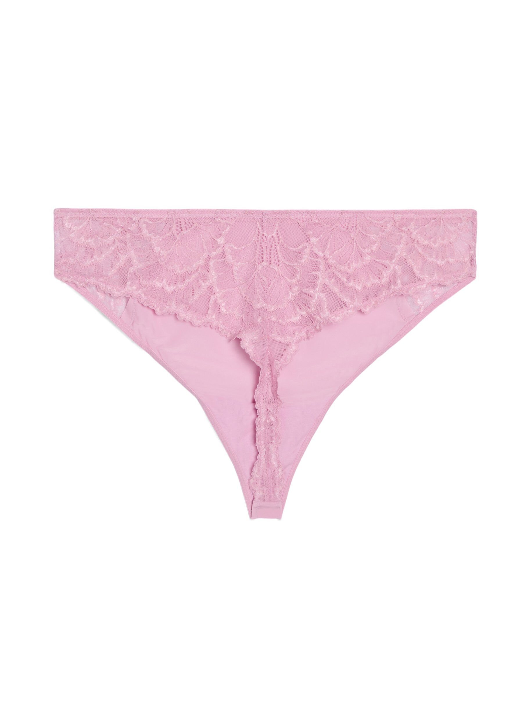 Zizzi Kanten G-string met microfiber, Roze, Packshot image number 1