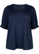 Blouse met V-hals en gaatjespatroon, Navy Blazer, Packshot image number 0