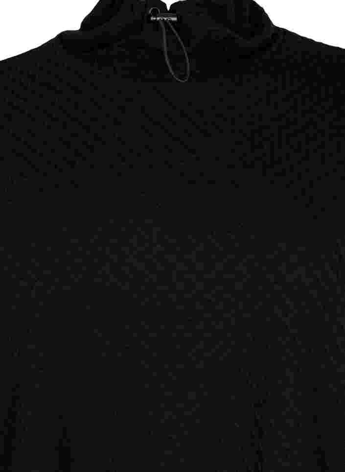 Sweatshirt met hoge hals en verstelbaar elastisch koord, Black, Packshot image number 2