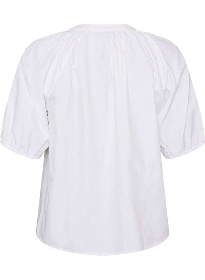 Overhemdblouse met knoopsluiting en strikceintuur, Wit, Packshot image number 1