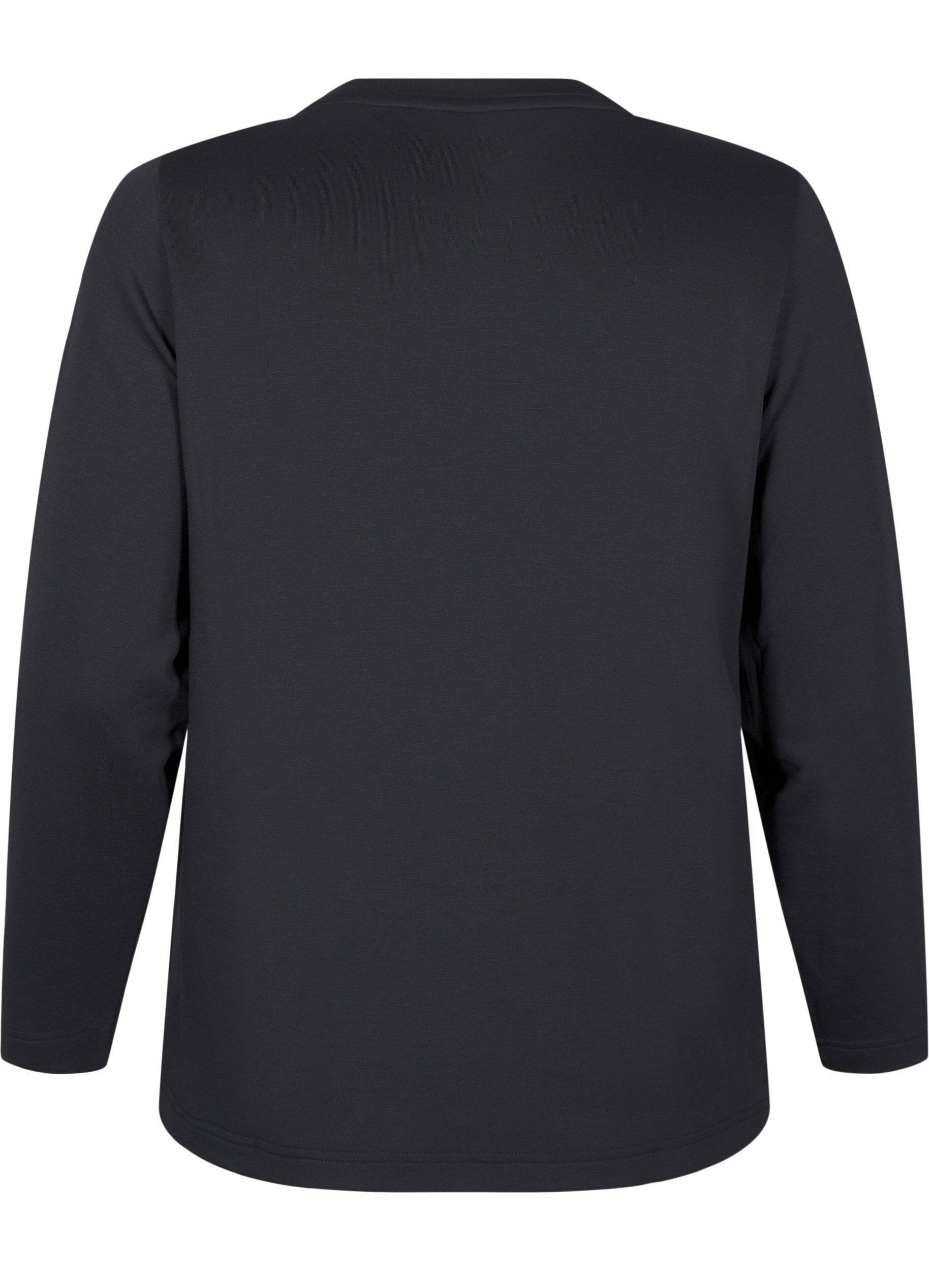 Zizzi Modal blend blouse met ronde hals, Zwart, Packshot image number 1