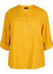 Katoenen overhemdblouse met V-hals, Golden Yellow, Packshot image number 0