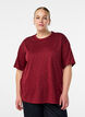 T-shirt met strass-steentjes en ronde hals, Donker Bordeaux, Model image number 0