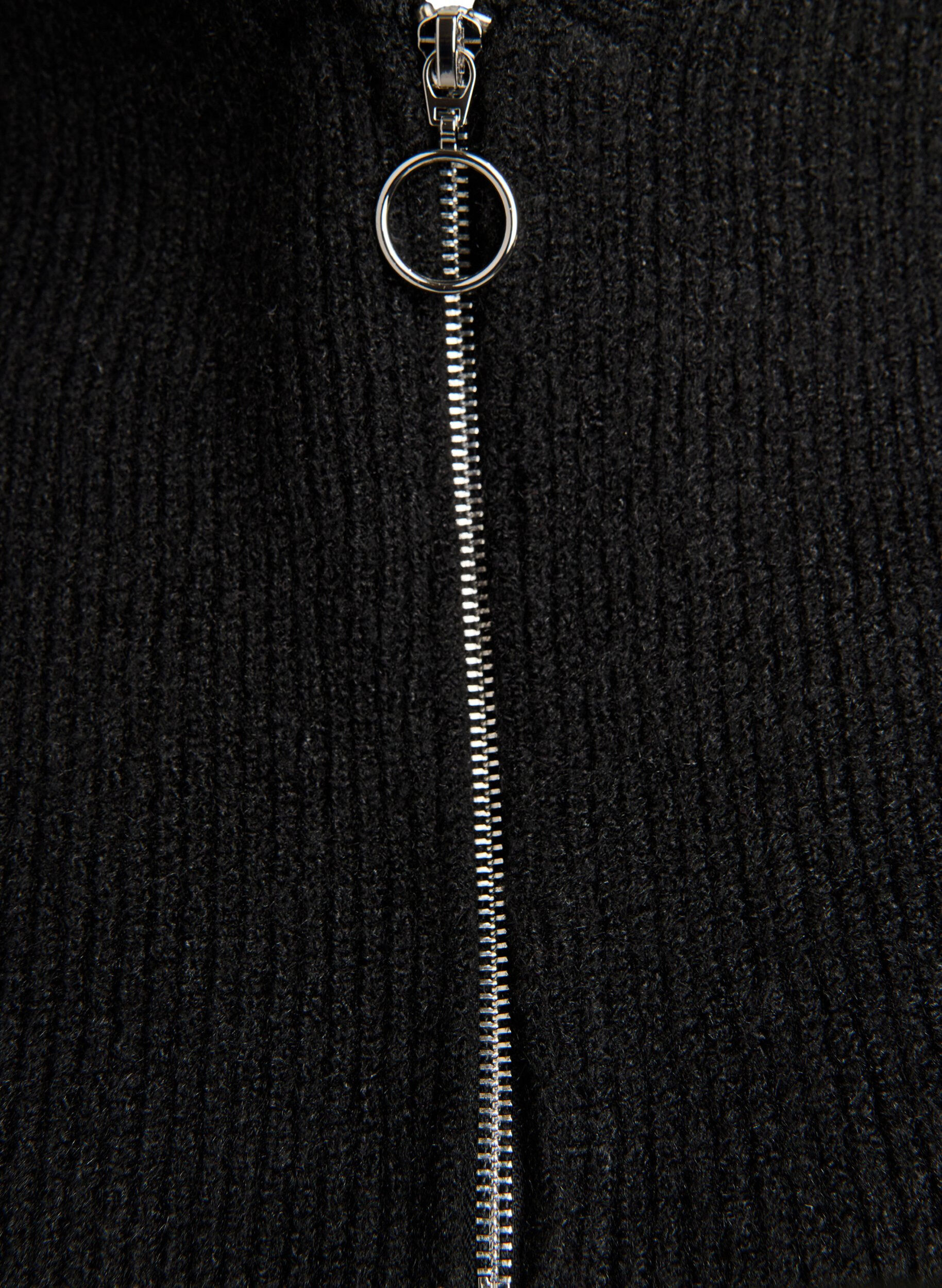 Zizzi Ribgebreide balaclava met ritssluiting, Zwart, Packshot image number 2