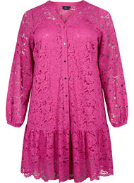 Kanten jurk met knopen en A-vorm, Festival Fuchsia