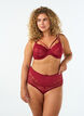 Hipsterstring met hoge taille en kant, Rood, Model image number 0