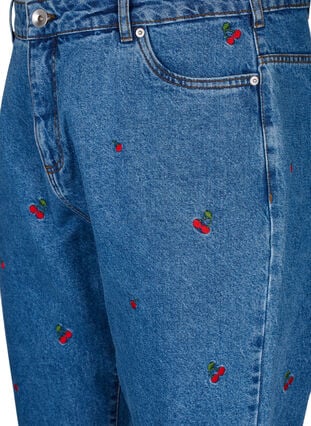 Mille mom fit jeans met borduurwerk, Light Blue Cherry, Packshot image number 2