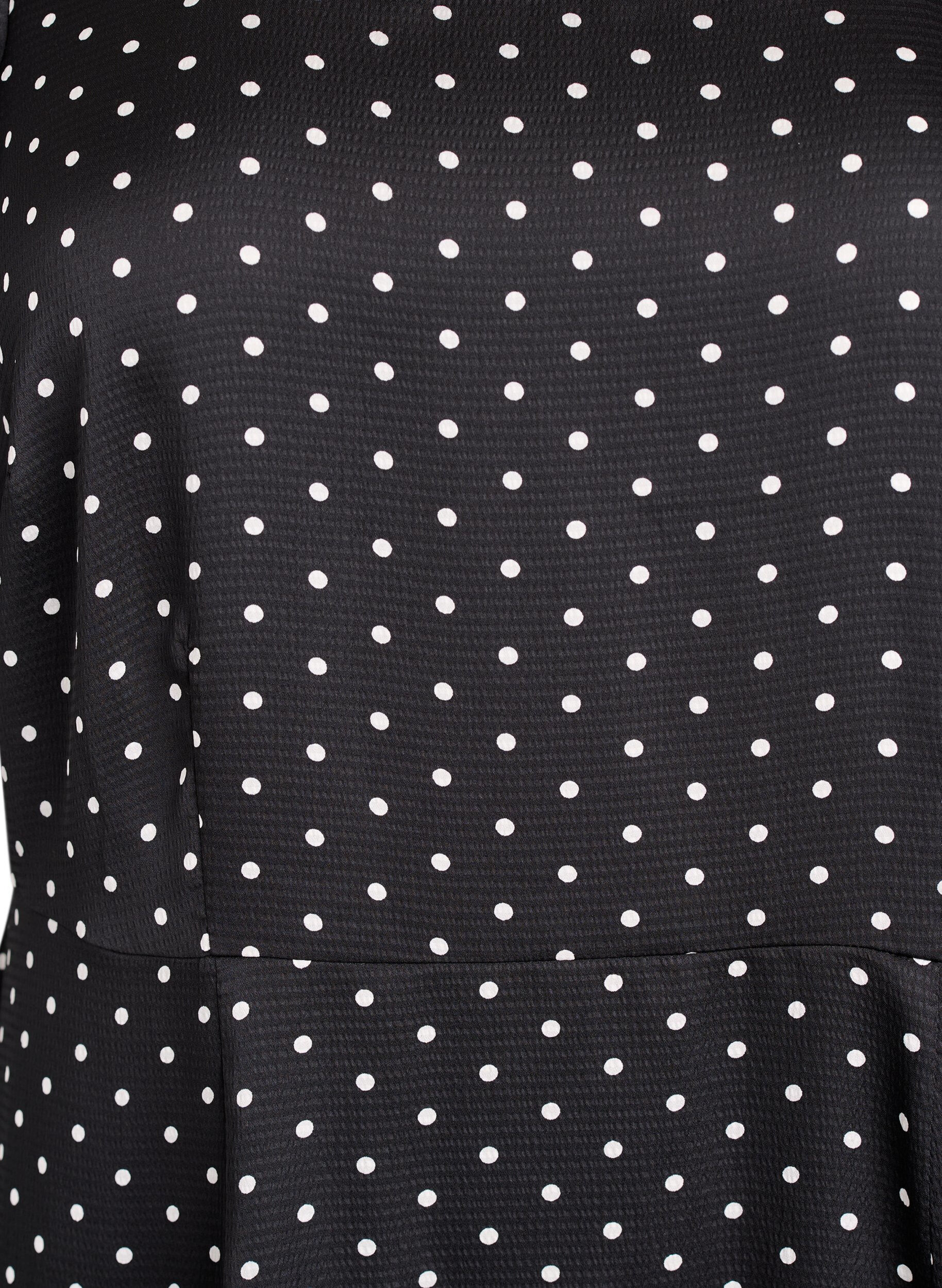 Zizzi Polkadot midi-jurk met vierkante halslijn, Zwart, Packshot image number 2