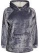Velours hoodie met kangoeroezak, Grijs, Packshot image number 0