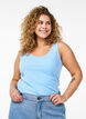 Solide kleur basis top in katoen, Blauw, Model image number 0