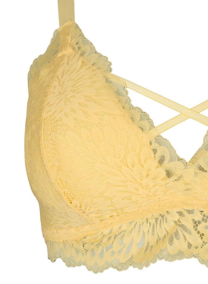 Bralette met stringdetail en zachte vulling, Pale Banana ASS, Packshot image number 2